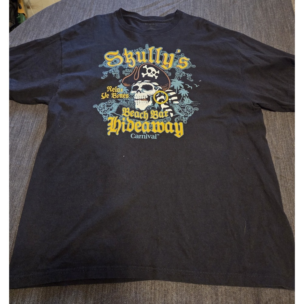 Carnival Skully Beach Bar Hideaway T-Shirt Mens XL Black Excellent